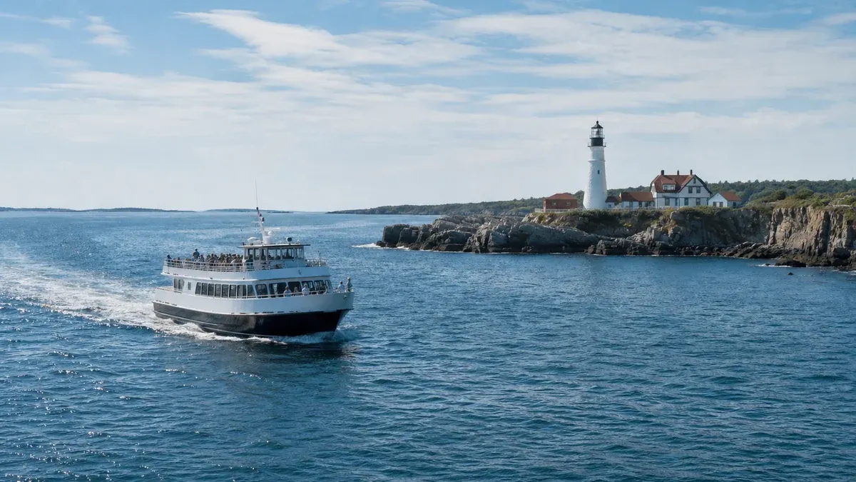 Coastal Journeys scenic ferry travel guide illustration