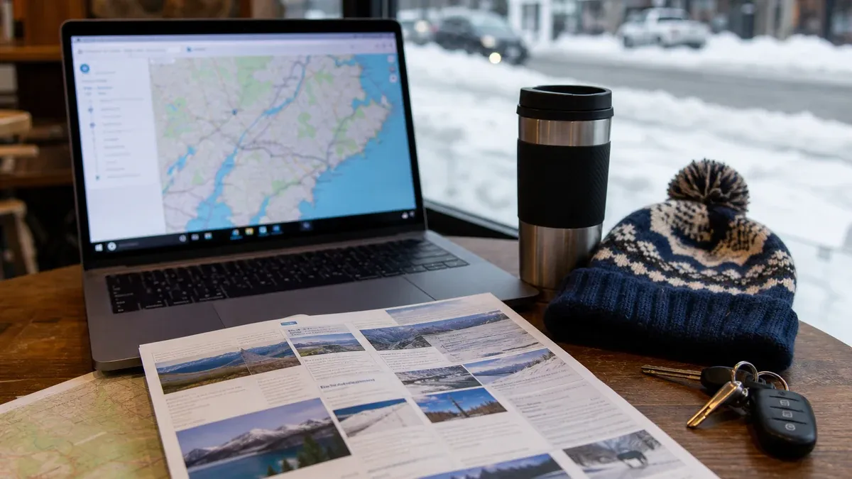 Trip Planning illustrated scenic ferry scene