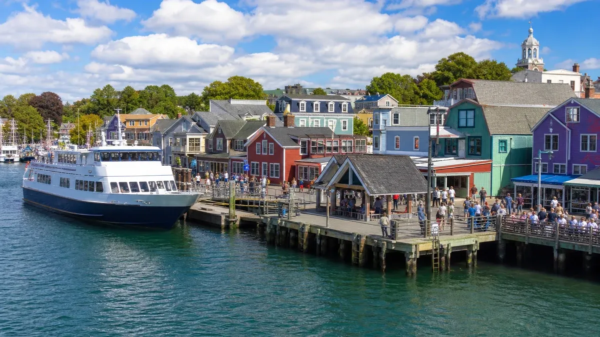 Waterfront Towns illustrated scenic ferry scene
